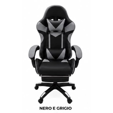 SEDIA GAMING WSE8156 GRIGIO/NERO