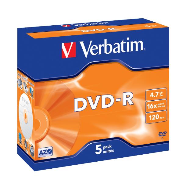 Verbatim - Scatola 5 DVD-R - Jewel case …