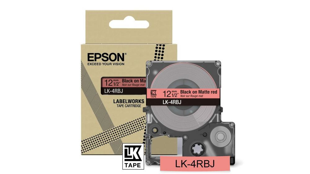 Epson LabelWorks LK-4RBJ - Black on matte red …