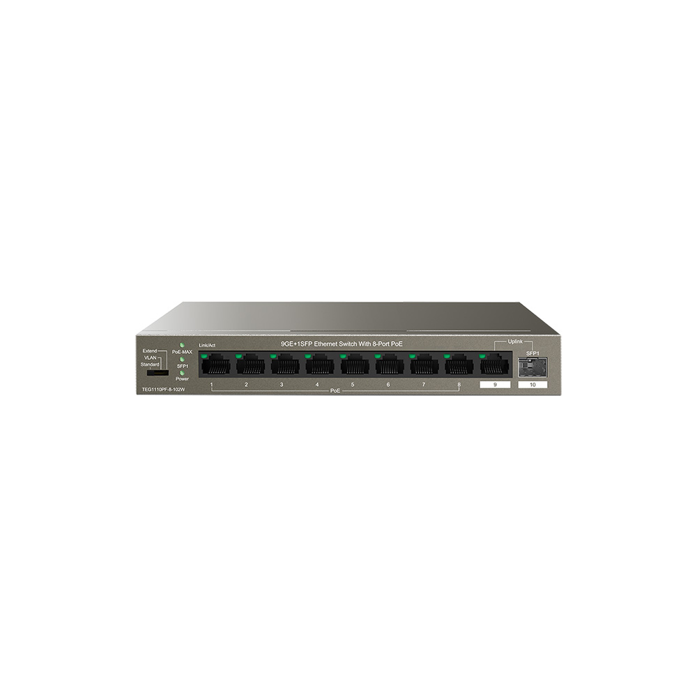 TENDA TEG1110PF-8-102W SWITCH GESTITO 8 PORTE GIGBIT ETHERNET 10/100/1000 PoE + 1 SFP