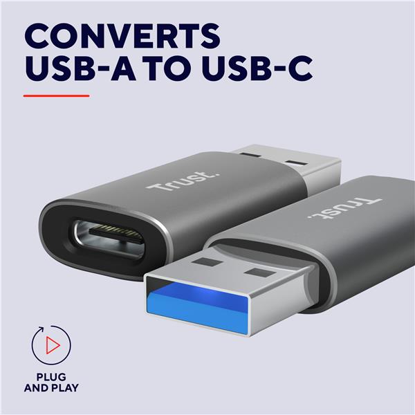 TRUST CALYX ADATTATORI DA USB-A A USB-C GRIGIO …