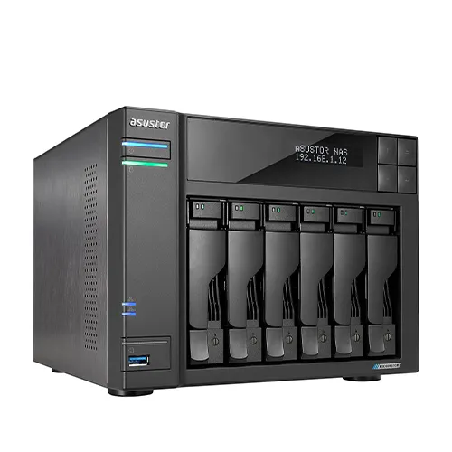 NAS ASUSTOR AS6706T X 6HDD/SSD 3.5"/2.5"SATA3 6GB/S>NOHD< QC 2.0GHZ-8GB DDR4 -2P 2.5GBE-2P USB3.2-4XM.2NVME 1P PCIE GEN3-GAR.3Y