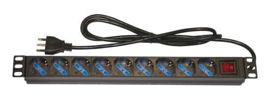 LINK MULTIPRESA DA RACK 19" 9 PRESE UNIVERSALI CON INTERRUTTORE SPINA ITALIANA 16A