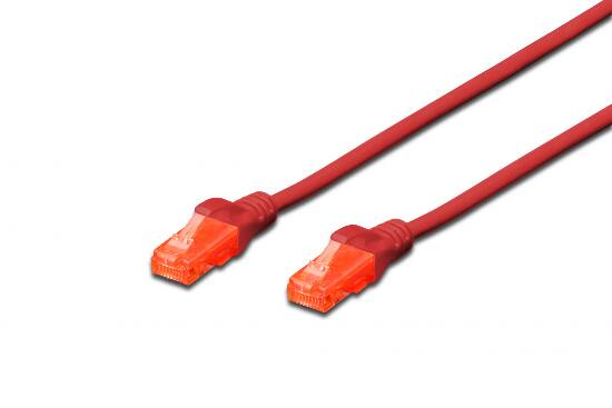 DIGITUS Professional - Cavo patch - RJ-45 (M) a RJ-45 (M) - 1 m - UTP - CAT 6 - schermato, senza alogeni, stampato - rosso