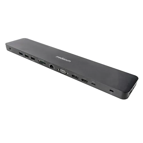 MEDIACOM M-DOCKTPCP DOCKING STATION PRO POWER DELIVERY 100 W 12 CONNESSIONI 1 x USB-C 3.1 - 1 x USB-C 100 W - 2 x USB-A 3.2 - 1 x USB-A 3.0 BATTERY CHARGHING 1.2 - 2 x USB 2.0 - 1 x HDMI - 1 DISPLAYPORT - 1 x VGA -1 x RJ-45 GIGABIT - 1 x JACK 3.5mm