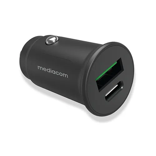 MEDIACOM MD-A170 CARICABATTERIA DA AUTO FAST CHARGER 27 W 1 x USB-A 1 x USB-C NERO