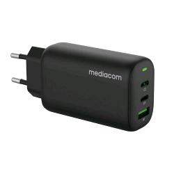 MEDIACOM PD FAST CHARGER 65W 1 USB + 2 TYPE-C BLACK