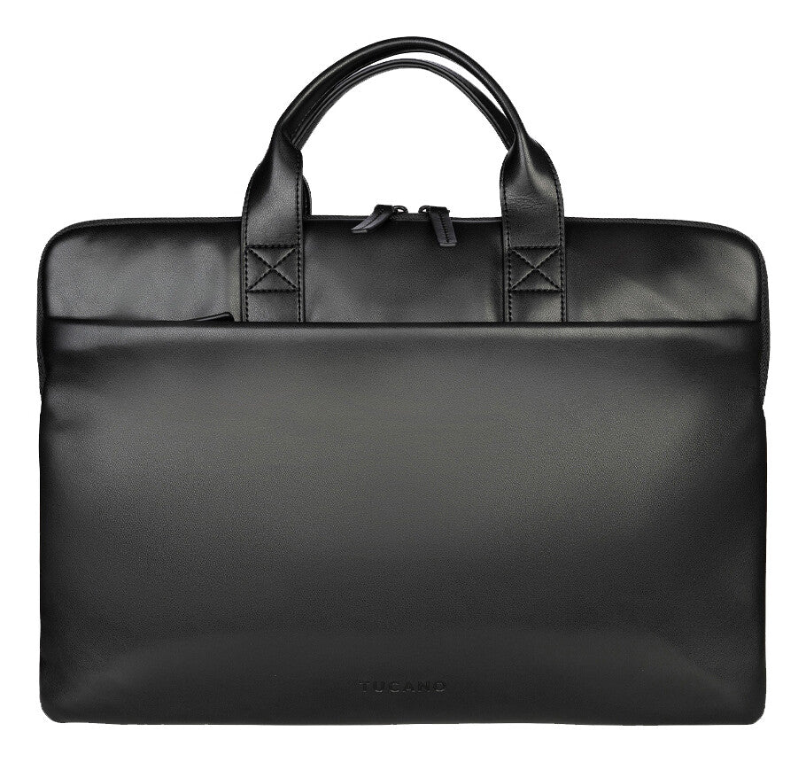 TUCANO ISOTTA BORSA SUPERSLIM PER NOTEBOOK DA 15.6" E MACBOOK PRO 16" IN PU EFFETTO PELLE TASCA ESTERNA CON TRACOLLA NERO