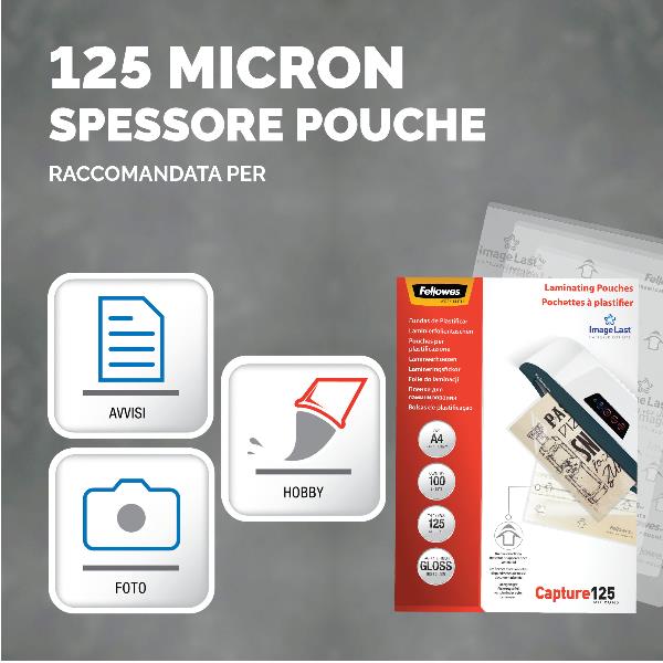 Fellowes Laminating Pouches Capture 125 micron - Confezione …