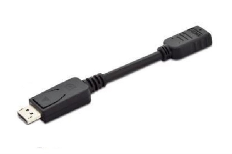 DIGITUS CAVO ADATTATORE DA DISPLAYPORT MASCHIO A HDMI FEMMINA DOPPIA SCHERMATURA 15cm NERO
