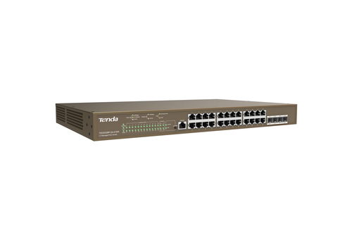 TENDA TEG5328P-24-410W SWITCH GESTITO L3 24 PORTE GIGABIT 10/100/1000 BASE-T ETHERNET PoE + 4 PORTE 1000 BASE-X SFP -1P (PoE 370 W) MONTABILE A RACK