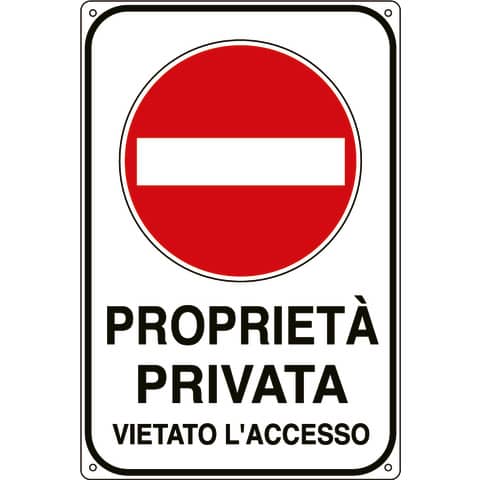 Cartello segnalatore - 30x20 cm - PROPRIETA' PRIVATA …