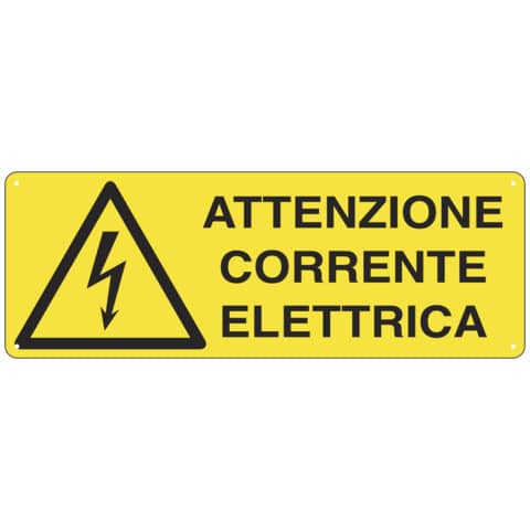 Cartello segnalatore - 35x12,5 cm ATTENZIONE CORRENTE ELETTRICA …