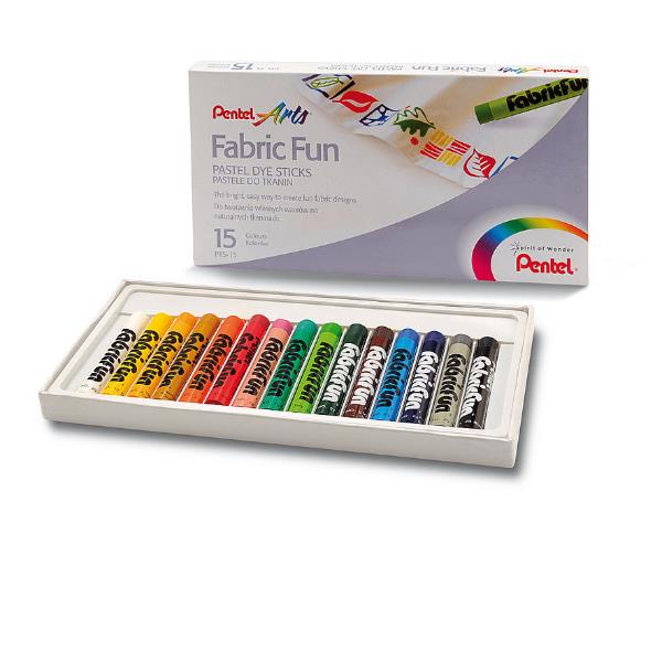 Pastelli per tessuto Fabric Fun - 15 colori assortiti - Pentel - astuccio 15 pastelli