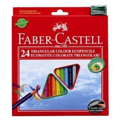Matite colorate Eco - triangolari - diametro mina 3 mm - con temperino - colori assortiti - Faber-Castell - astuccio 24 pezzi