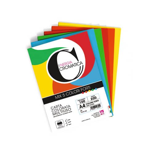 Risma 100 fg Cromatica 200gr A4 colori assortiti forti CWR