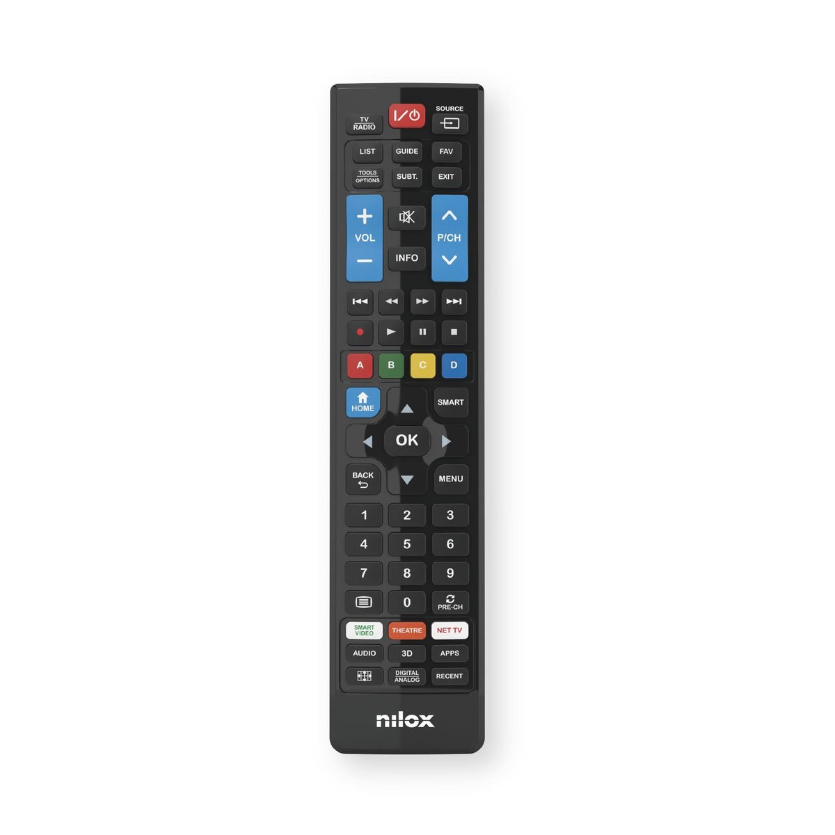 NILOX TELECOMANDO UNIVERSALE SMART 5 IN 1 COMPATIBILE CON TUTTI I TELEVISORI LG, SAMSUNG, SONY, PANASONIC E PHILIPS PRODOTTI DOPO L’ANNO 2000 NERO