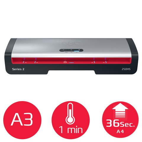 GBC 250 HS HOME OFFICE A3 PLASTIFICATRICE A CALDO PRONTA IN 2 MINUTI SPEGNIMENTO AUTOMATICO NERO