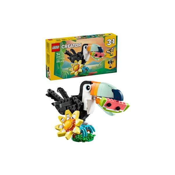 LEGO CREATOR 3 IN 1 ANIMALI SELVATICI TUCANO TROPICALE CON FIORE TRASFORMABILE IN FARFALLA O PESCE