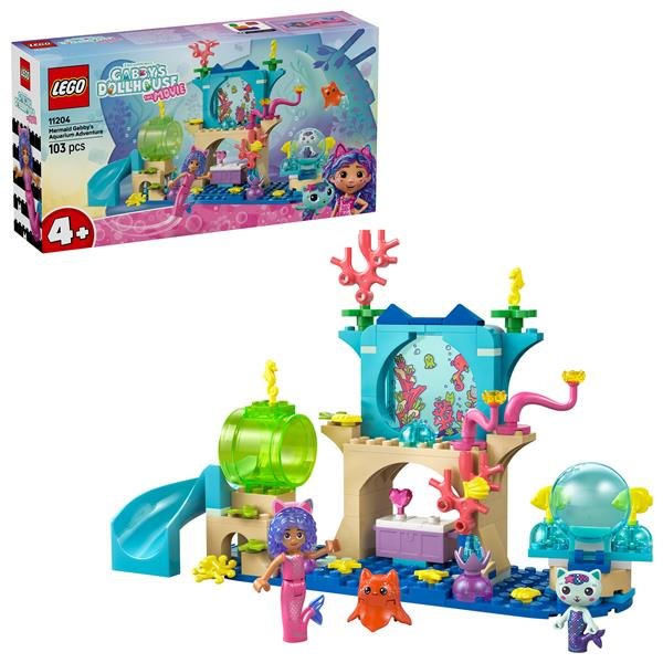 LEGO GABBY'S DOLLHOUSE AVVENTURA NELL' ACQUARIO DI GABBY SIRENA CON MINI BAMBOLINA DI GABBY FIGURA DI SIRENETTA E ACCESSORI