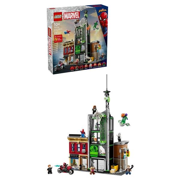 LEGO MARVEL SPIDER MAN CONTRO OSCORP SET DI GIOCHI SCENA URBANA CON MOTO E 8 MINIFIGURE