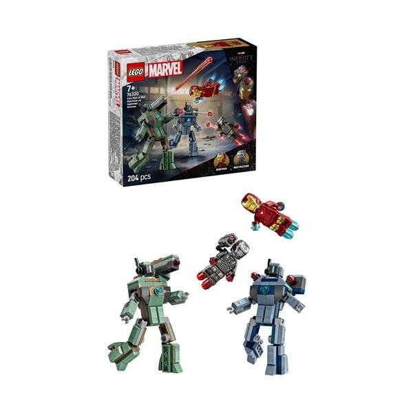 LEGO MARVEL IRON MAN E WAR MACHINE VS DRONI HAMMER CON 2 MINIFIGURE E 2 ACTION FIGURE