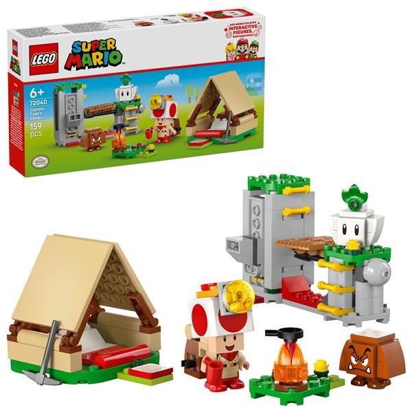 LEGO SUPER MARIO IN CAMPEGGIO CON CAPITAN TOAD GIOCO INTERATTIVO CON 3 FIGURE UNA TENDA E UN PONTE CHE CROLLA