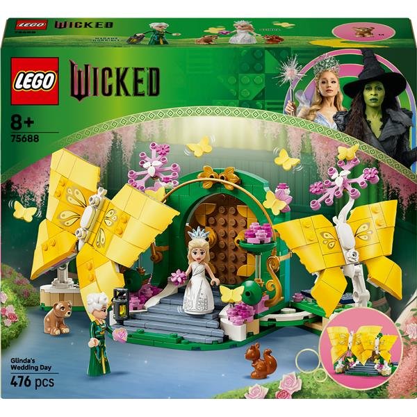 LEGO WICKED IL GIORNO DEL MATRIMONIO DI GLINDA CON 2 MINI BAMBOLINE 2 FIGURE DI FARFALLE FIORI E ACCESSORI
