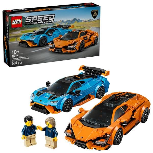 LEGO SPEED CHAMPION LAMBORGHINI REVUELTO E HURACÁN STO MODELLINI AUTO DA CORSA CON 2 MINIFIGURE
