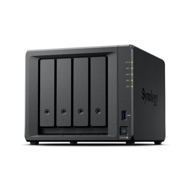 SYNOLOGY NAS TOWER 4X SATA, 2X NVME, MAX 40 CAM, CELERON J4125, 2GB RAM, 2.5GBE, USB 3.2,