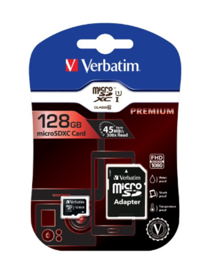 Verbatim - Micro SDHC Classe 10 fino a 45mb/sec - 44085 - 128GB