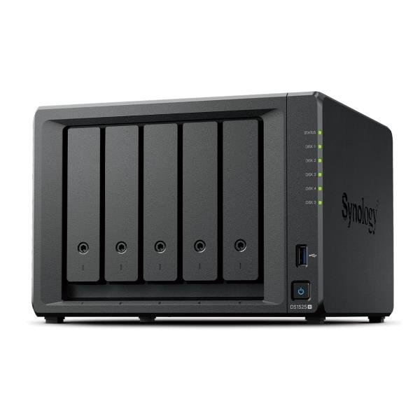 SYNOLOGY DS1525+ DISKSTATION NAS 5 BAY SATA III 2.5"/3.2" CPU AMD V1500B QUAD-CORE 8GB DDR4 2 LAN 2.5GBe