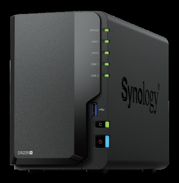 SYNOLOGY DS225+ DISKSTATION NAS 2 BAY SATA CELERON J4125 RAM 2GB DDR4 1 LAN RJ 45 1GBe 1 LAN RJ 45 2.5Gbe TOWER