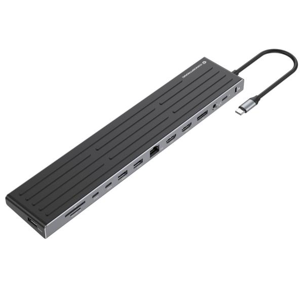 Conceptronic DONN32B, Cablato, USB 3.2 Gen 1 (3.1 Gen 1) Type-C, 100 W, 3,5 mm, 10,100,1000 Mbit/s, IEEE 802.3ab