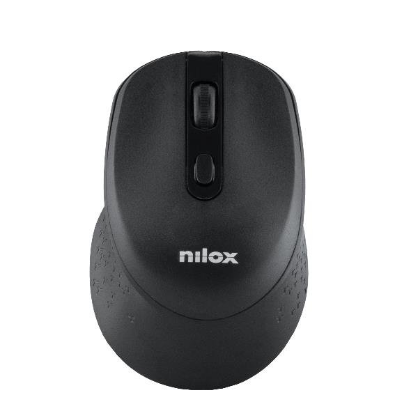 Nilox NXMWS101, Ambidestro, Ottico, RF Wireless, 1600 DPI, Nero
