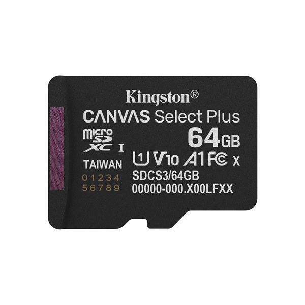 KINGSTON CANVAS SELECT PLUS 256GB microSDXC A1 / Video Class V10 / UHS-I U1 / Class 10 UHS-I ADATTATORE A SD INCLUSO
