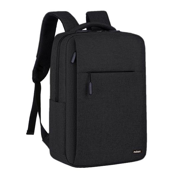 NILOX TECH ZAINO PER NOTEBOOK DA 15.6" IN POLIESTERE 3 SCOMPARTI TASCA FRONTALE NERO