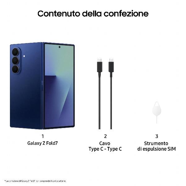 Samsung Galaxy Z Fold7 Smartphone AI, RAM 12GB, 256GB, Display 6,5?/8?, Camera 200MP, Batteria a lunga durata, Blue Shadow, 20,3 cm (8?), 12 GB, 256 GB, 200 MP, Android 16.0, Blu