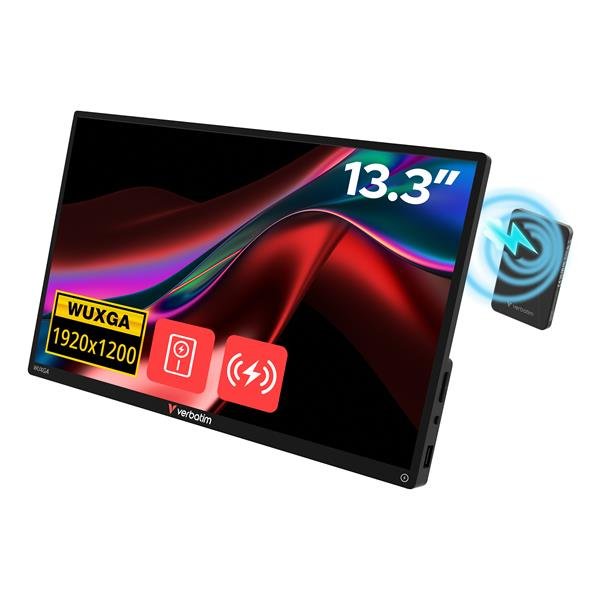 VERBATIM 32087 MONITOR PORTATILE 13.3" TOUCH SCREEN WUXGA IPS ALTOPARLANTI ALIMENTAZIOE WIRELESS DA POWEBANK 5.000mAh INCLUSA NERO