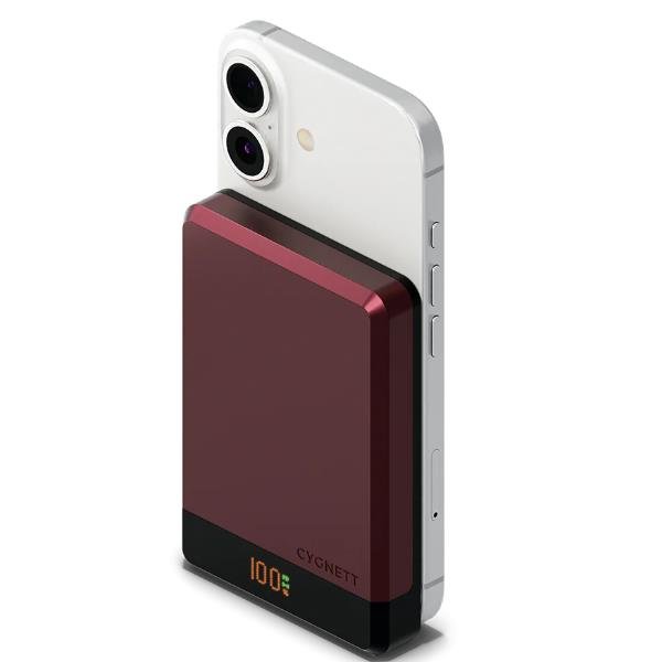 CYGNETT MAGSLIM POWER BANK 10.000mAh RICARICA WIRELESS COMPATIBILE CON MagSafe e Qi CHERRY RED