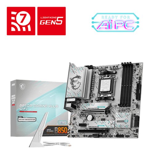 MSI B850M GAMING PLUS WIFI, AMD, Socket AM5, AMD Ryzen 7000 Series, AMD Ryzen 8000 Series, AMD Ryzen 9000 Series, Socket AM5, DDR5-SDRAM, 256 GB