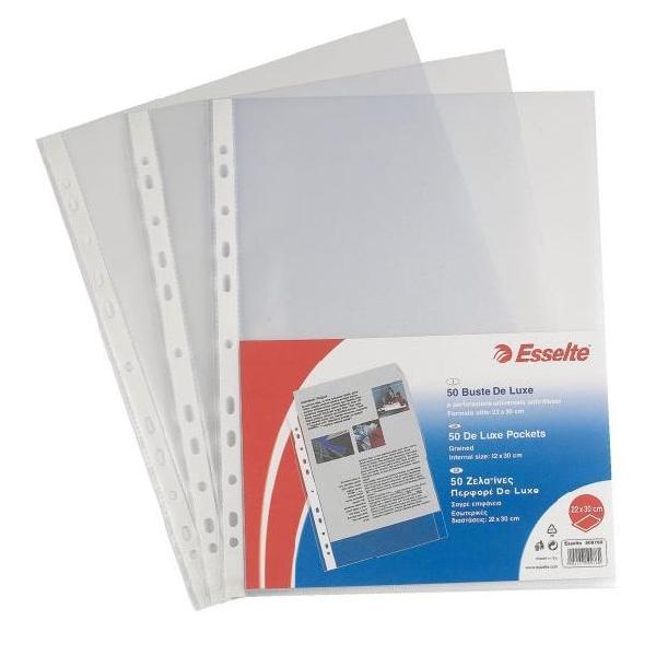 Buste forate CopySafe - DeLuxe - liscio - 22 x 30 cm - trasparente - Esselte - conf. 50 pezzi