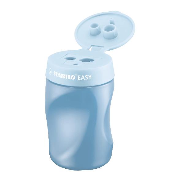 Temperamatite Easy con contenitore - 3 fori - ergonomico - blu - per destrimani - Stabilo