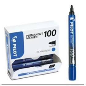 Marcatore Permanente Markers 100 - punta tonda 4,5 mm - blu - Pilot - conf. 15 + 5 pezzi