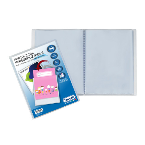 Portalistini personalizzabile Premium - liscio - 22x30 cm - 100 buste - trasparente - Favorit