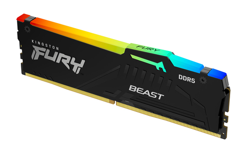 Kingston FURY Beast RGB - DDR5 - modulo - 16 GB - DIMM 288-PIN - 6000 MHz / PC5-48000 - CL30 - 1.4 V - senza buffer - on-die ECC - nero