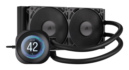CORSAIR NAUTILUS 240 RS LCD LIQUID COOLER DISSIPATORE A LIQUIDO PER CPU DISPLAY DA 2.1" DUAL FAN 240mm LGA 1851/1700, AMD AM5/AM4 NERO