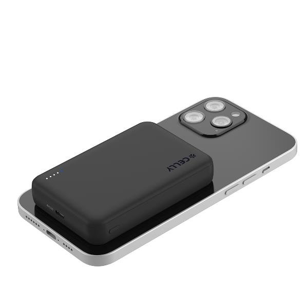 CELLY POWERBANK WIRELESS MAGSAFE 10.000mAh 15 W PORTA USB-C BIDIREZIONALE DA 20 W DISPLAY NERO