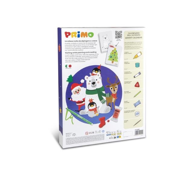 PRIMO ESPOSITORE CALENDARIO DELL'AVVENTO CON TEMPERA PENNARELLI PENNELLO PASTA DA MODELLARE TRIANGOLO CERA ACCESSORI PER MODELLARE CONF 5 Pz.
