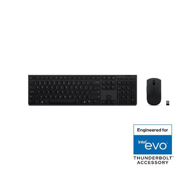 Lenovo 4X31R64334, Full-size (100%), Wireless, RF senza fili + Bluetooth, Tasto con meccanismo a forbici, Grigio, Mouse incluso